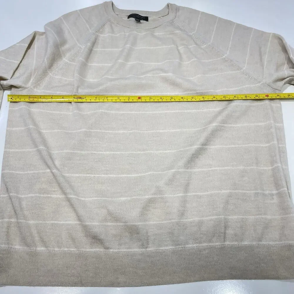 Banana Republic Sweater Mens XXL Beige Crew Neck 100% Merino Wool Sweatshirt